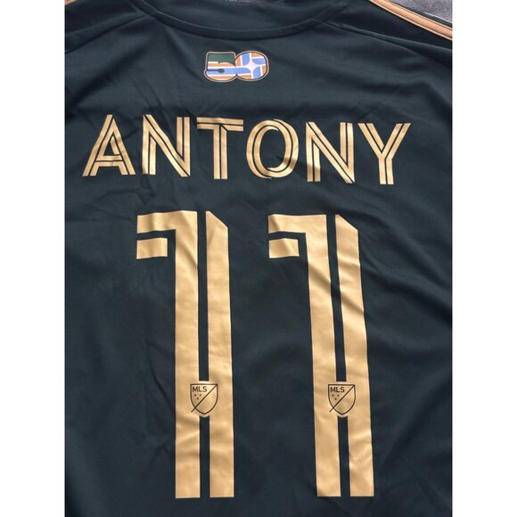 Adidas Timbers FC Antony 11 XL Jersey Slim Fit Green/Gold Soccer Shirt - Picture 3 of 7